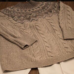 Chicos Size XL (3) Tan Fair Isle Sweater (EUC)